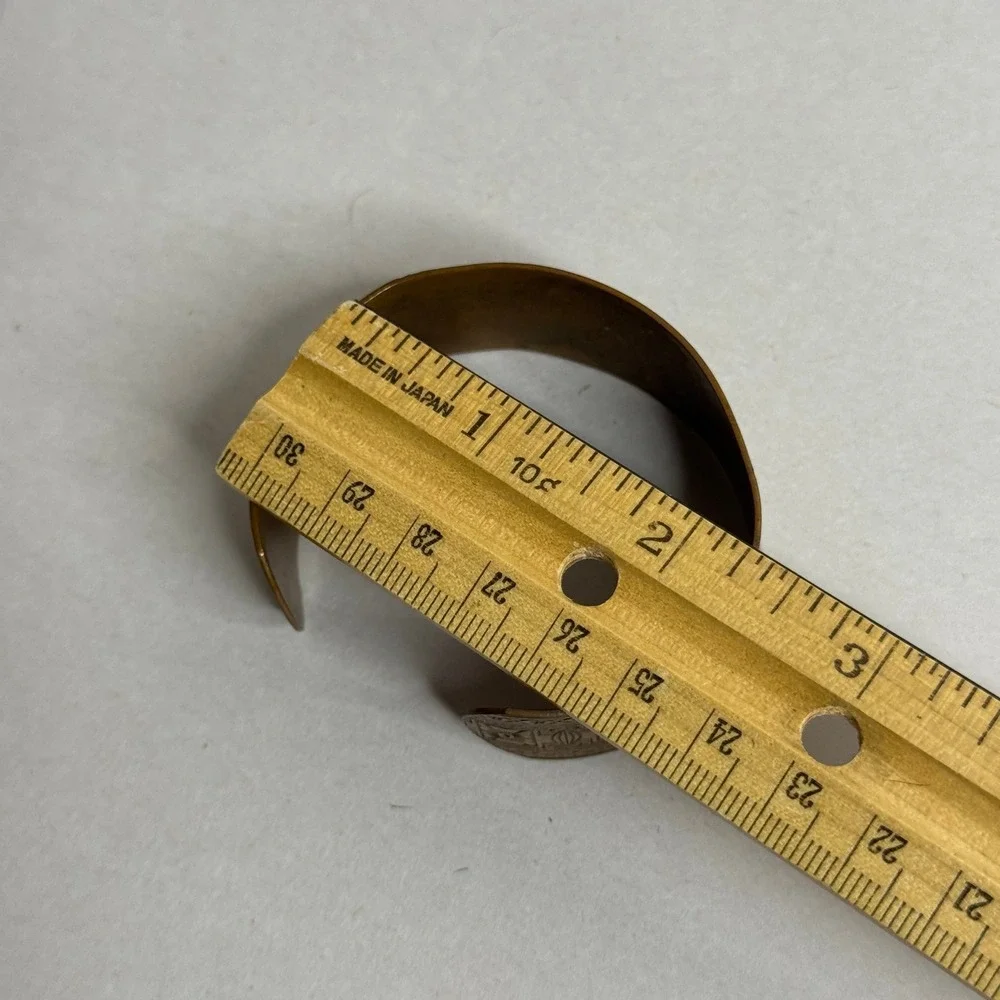 Vintage Copper Cuff Bracelet Etched Geometric Floral Boho Bangle